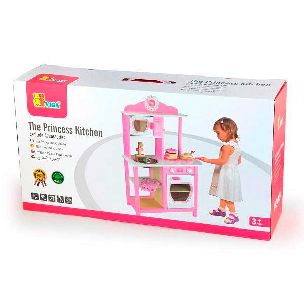Дитяча кухня Viga Toys з дерева, біло-рожева (50111)