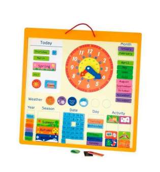 Магнітний календар Viga Toys з годинником, англійською мовою (50377)