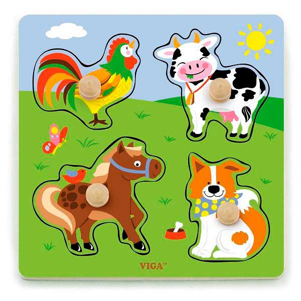 Дерев'яна рамка-вкладиш Viga Toys Звірята на фермі (50839)