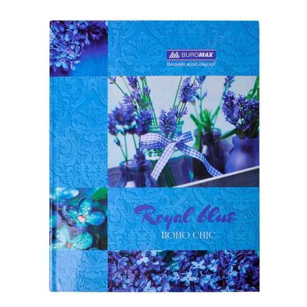 Книга канцелярська BOHO CHIC, А4, 96 арк., клітинка, офсет, тверда ламінована обкладинка, синя