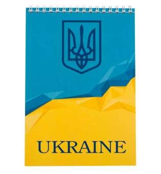 Блокнот на пружині зверху UKRAINE, А-5, 48л., клітка, картонна обкладинка, блакитний
