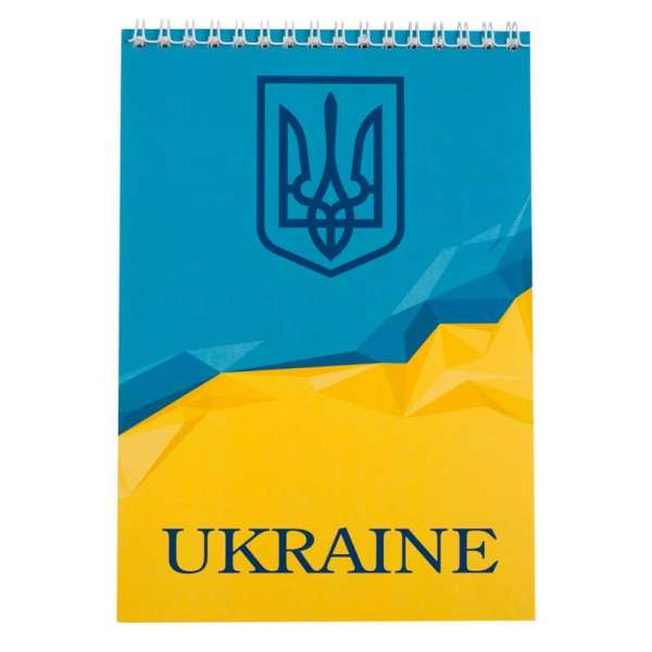 Блокнот на пружині зверху UKRAINE, А-5, 48л., клітка, картонна обкладинка, блакитний