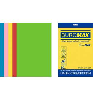 Набір кольорового паперу INTENSIVE, EUROMAX, 5 кол., 50 арк., А4, 80 г/м²