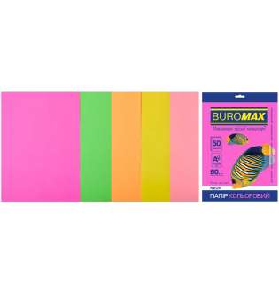 Набір кольорового паперу NEON, 5 кол., 50 арк., А4, 80 г/м²