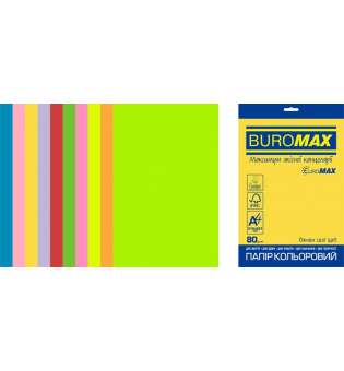 Набір кольорового паперу NEON+INTENSIVE, EUROMAX, 10 кол., 20 арк., А4, 80 г/м²