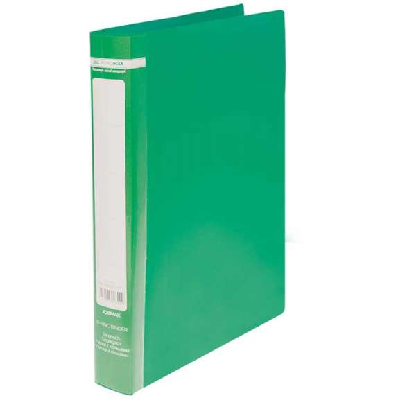 Папка пластикова, JOBMAX, 2 R-образних кільця, А4, ширина торця 25 мм, зелена