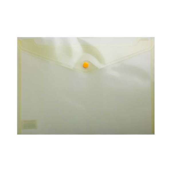 Папка-конверт, на кнопці, А4, глянцевий напівпр.пластик, жовта