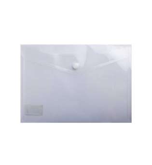 Папка-конверт, на кнопці, А5, глянцевий прозорий пластик, прозора