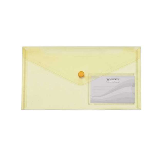 Папка-конверт TRAVEL, на кнопці, DL, глянцевий прозорий пластик, жовта