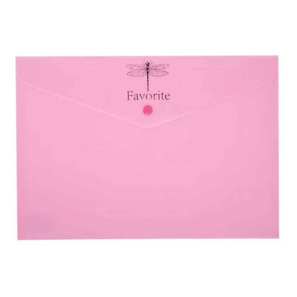 Папка-конверт на кнопці FAVOURITE, PASTEL, А4, рожева