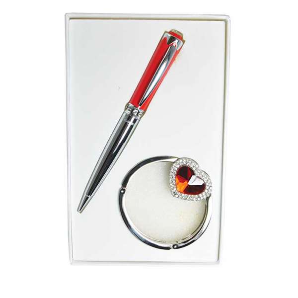 Набір подарунковий Crystal: ручка (К) + гачок д/ сумки, червоний