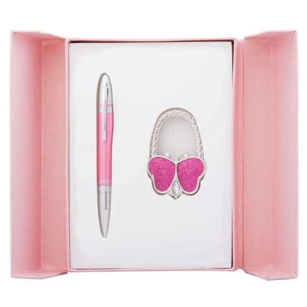 Набір подарунковий Lightness: ручка (К) + гачок д/ сумки, рожевий