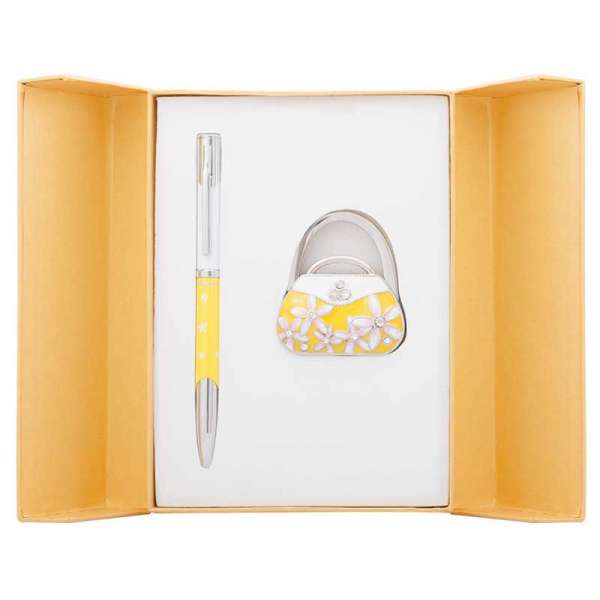 Набір подарунковий Sense: ручка кулькова + гачок д/ сумки, жовтий