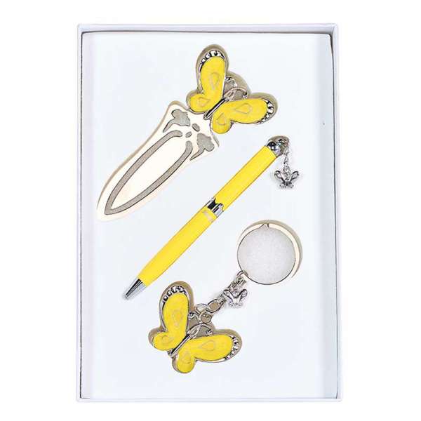 Набір подарунковий Fly: ручка кулькова + брелок + закладка, жовтий