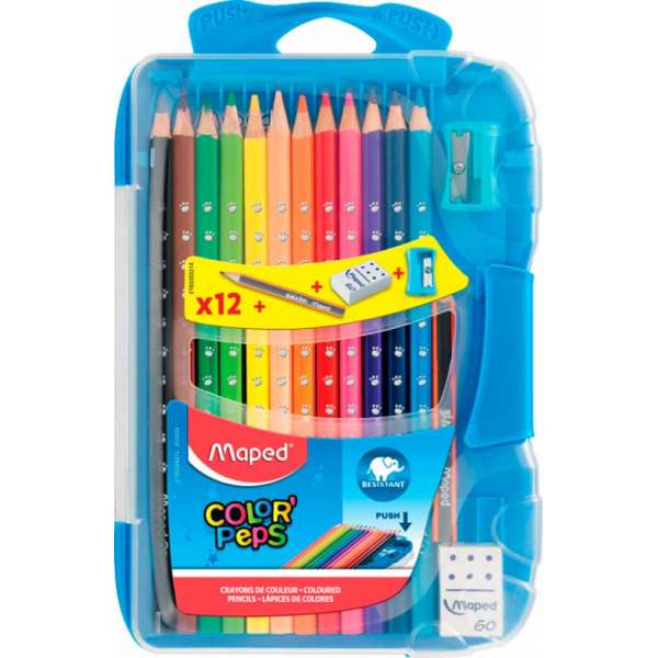 Олівці кольорові COLOR PEPS Smart Box, 12 кольорів +3 вироби, пенал