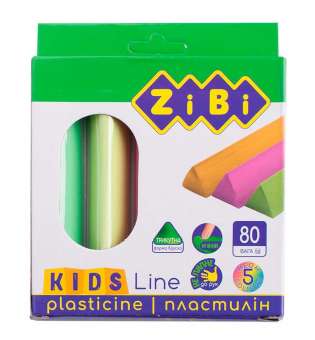 Пластилін 5 кольорів, неон, 80 г, KIDS Line