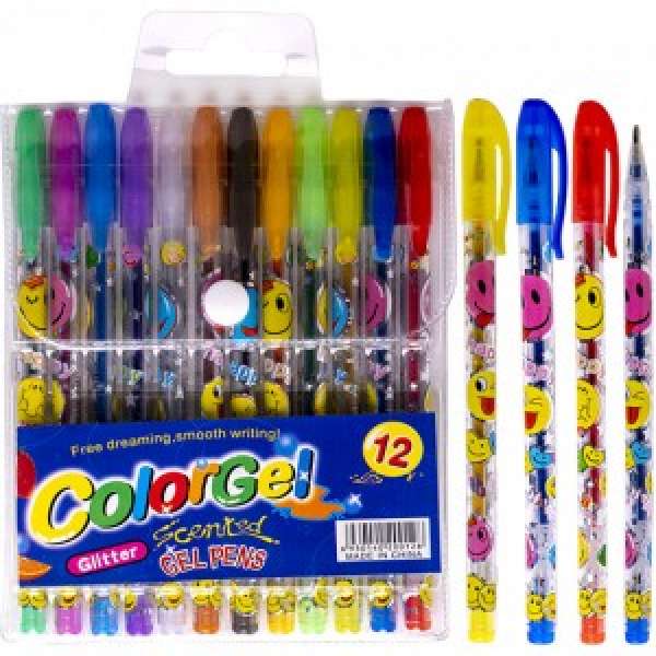 Набір ручок ароматизованих гелевих (глітер) 12 кольорів