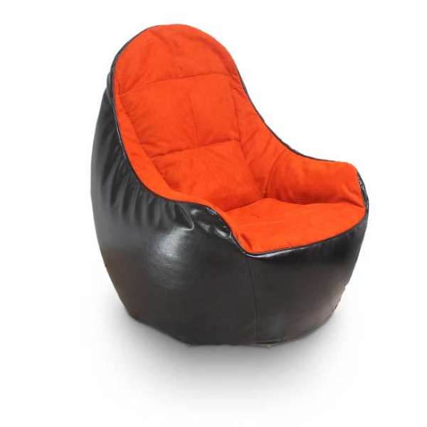 Безкаркасне крісло Fluffy-Bag BOSS Герра чорно-оранжева XL A-761