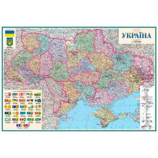 Україна. Політико-адміністративна картон м-б 1:750 000 на капі в багеті