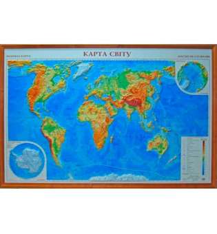 Рельєфна карта. Світ м-б 1:22 000 000 в багеті 