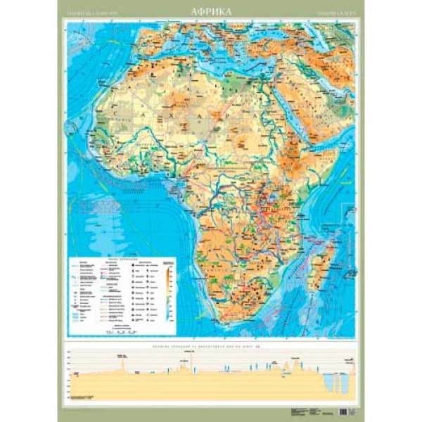 Африка фізична картон м-б 1:8 000 000 