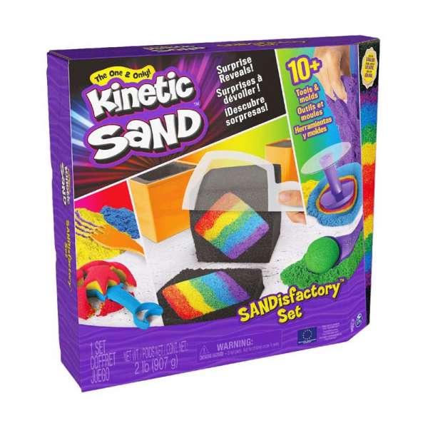 Набір піску для дитячої творчості - KINETIC SAND ФАБРИКА SANDISFACTORY (4 кольори, 907 g, аксес.)