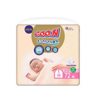Підгузки GOO.N Premium Soft для новонароджених до 5 кг (1(NB), на липучках, унісекс, 72 шт)