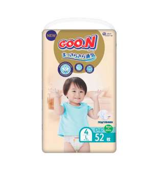 Підгузки GOO.N Premium Soft для дітей 9-14 кг (розмір 4(L), на липучках, унісекс, 52 шт)
