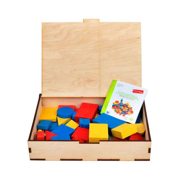 Набір логічних блоків Дьєнеша (в коробці з деревини) 48 деталей