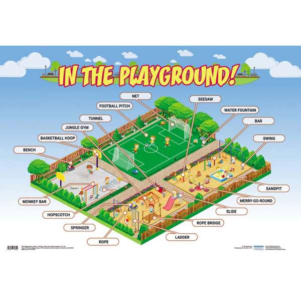  Англійський плакат "In The Playground!" з картками