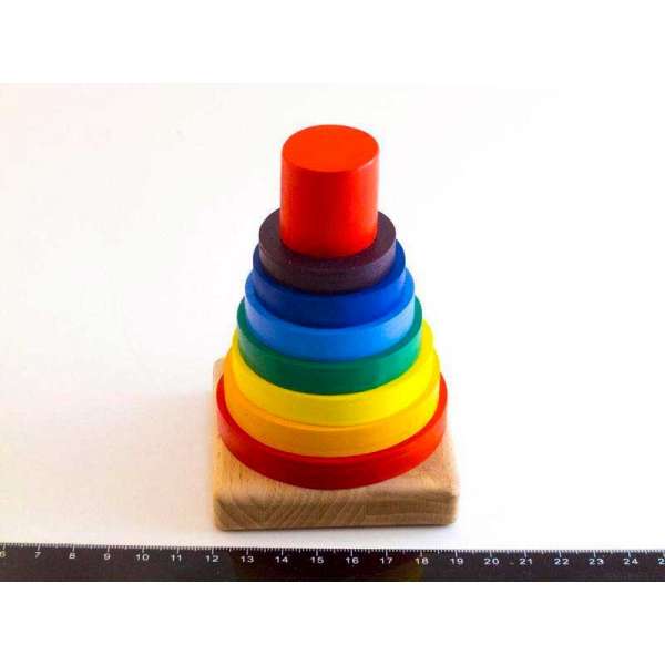 Дерев'яна іграшка Пірамідка Веселка 7 кольорів