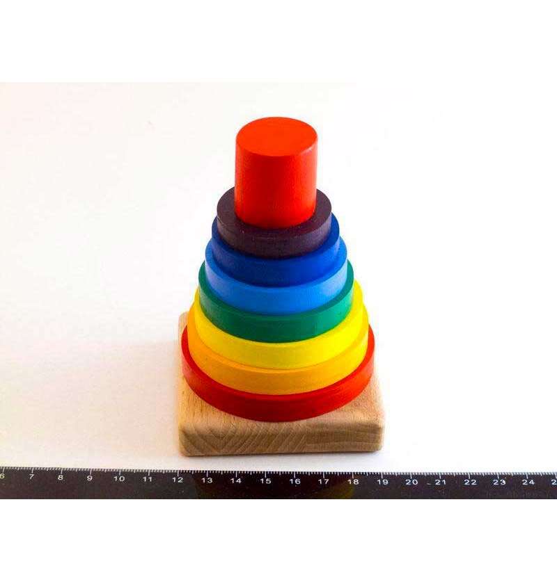 Дерев'яна іграшка Пірамідка Веселка 7 кольорів