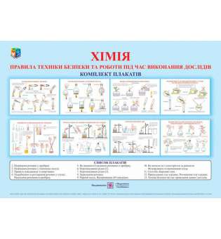Комплект плакатів з хімії. Правила техніки безпеки та роботи під час виконання дослідів