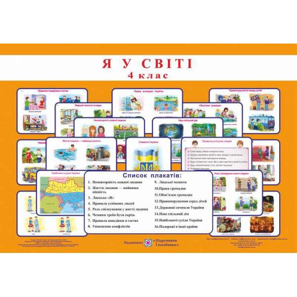 Комплект плакатів з предмета Я у світі 4 кл. + методичні рекомендації