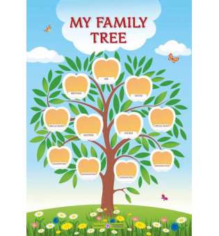 My family tree. Дерево мого роду. Плакат вертикальний + словник на тему "Моя сім'я"