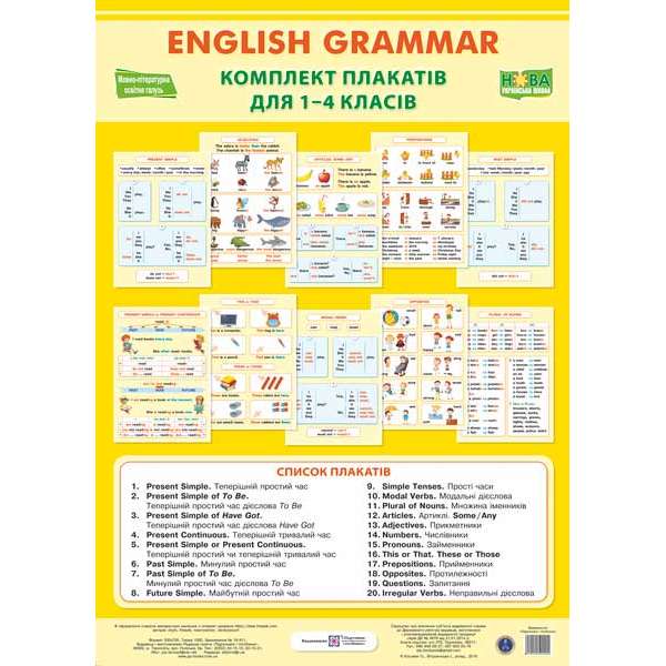 Англійська граматика. Комплект плакатів для 1-4 класів