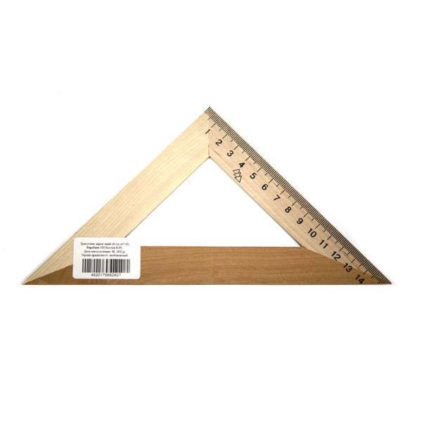 Лінійка трикутник дерев''яний 16 см 45х45
