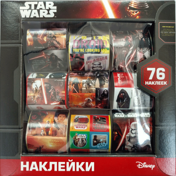 Наклейки в коробке. Star Wars. (76 шт). Disney