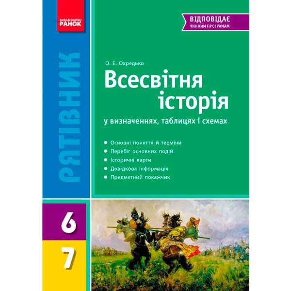 Рятівник. Всесвітня історія у визначеннях таблицях і схемах 6-7 кл.