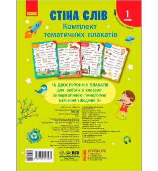 НУШ 1 кл. Стіна слів. Комплект плакатів до тематичних тижнів