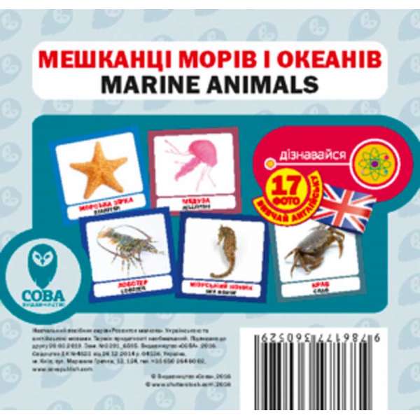 Англійсько-українські картки. Морські тварини 