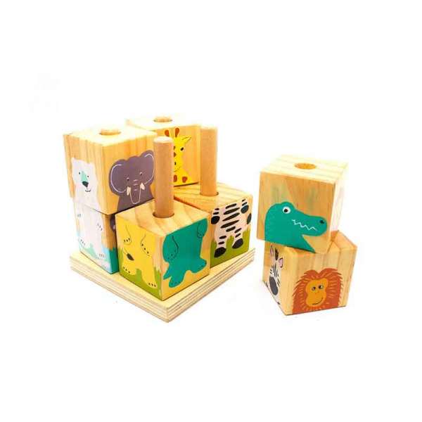Дитячі дерев'яні пазли кубики можна збирати різних звірят