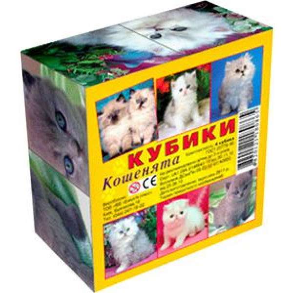 Кубики "Кошенята", 4 кубика