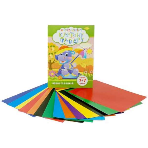 Набір кольорового паперу і картону А4 7 + 7 листів