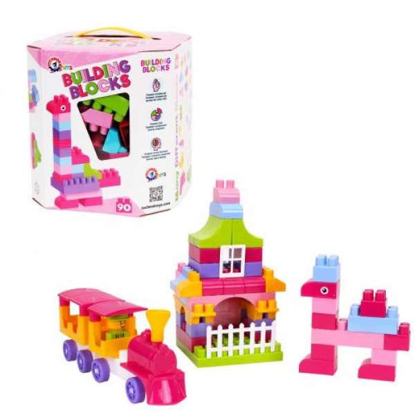 Конструктор Building Blocks, 90 деталей, рожевий