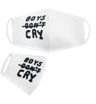 Багаторазова 4-х шарова захисна маска "Boys do not cry" розмір 3, 7-14 років, біла