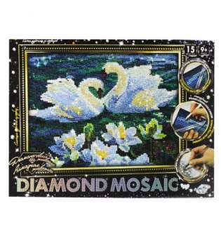 Алмазная живопись "DIAMOND MOSAIC. Лебеди"