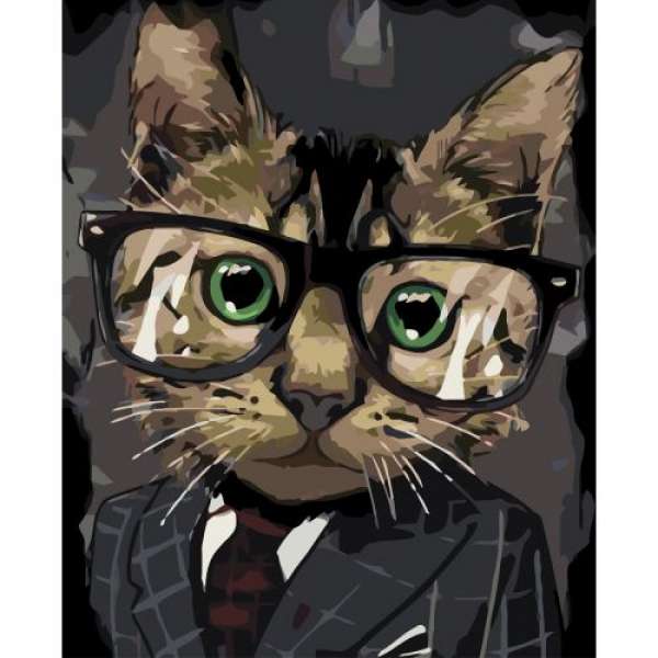 Картина за номерами "Кіт в окулярах"