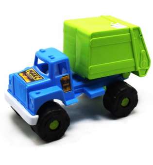 Пластикова машинка "Сміттєвоз", блакитна кабіна й салатовий кузов