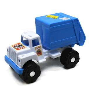 Пластикова машинка "Сміттєвоз", біла кабіна й блакитний кузов